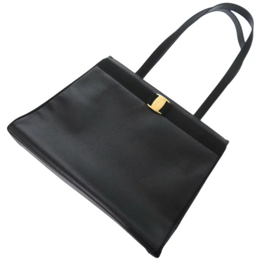 Salvatore Ferragamo Vara Rion Leather Black Tote Bag - Picture 3 of 6